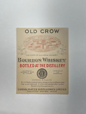 RARE 1920s Prohibition Era OLD CROW BOURBON WHISKEY Label New Old Stock Nr Mint picture
