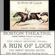 19th Century Horse Race on Stage Boston Theater Hunting Sport Drama Trade Card picture