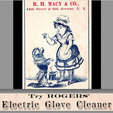 R.H. Macy New York Rogers Electric Glove Cleaner Brooklyn Victorian Trade Card picture