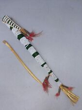 Native American Plains Green & White Awl Case and Bone Awl picture
