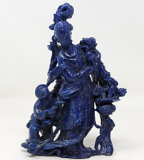 Vintage Chinese Lapis Lazuli Guanyin Kwan Yin Goddess Lady Figurine Statue HR21 picture