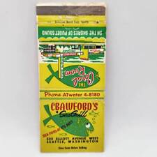 Vintage Matchcover Crawford's SeaGrill Seattle Washington Puget Sound 333 Elliot picture