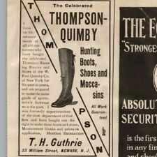 1890s-1910s Print Ad Thompson Quimby Boots Shoes Guthrie, Schlitz, Lynch Watches picture