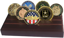 4 Row Challenge Coin Display Stand, Military Coin Holder Stand Wooden picture