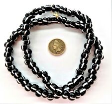 100 Old Striped Black Crow African Trade Beads 1700's Style T2830 READ  picture