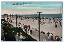 1917 Boardwalk Beach Curley's Hotel Restaurant Classic Cars Rockaway NY Postcard picture