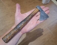 18TH CENTURY FORGED IRON BELT AXE TOMAHAWK HANDLE ANTIQUE SIGNED VERY SMALL RARE picture