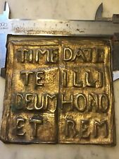 Timete Deus Et Date Illi Homo Rem 3 1/2x3 1/2in Brass Cisel Book Saint Vincent picture