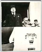 Cairo, King Farouk of Egypt and Crown Prince of Iran Vintage Silver Print Ti picture