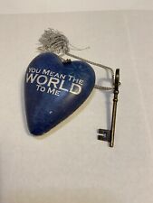 You Mean The World To Me Heart With Key And Hanger 3”x4” Heart picture