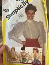 Vintage 1983 Simplicity Blouse Sewing Pattern 6033 Size 10 Cut picture