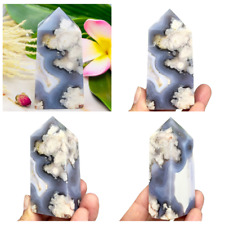 Blue Flower Agate Tower Point Healing Crystal Generator 131g picture