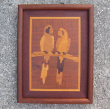 1980s Parrot Marquetry Wood Inlay Picture by Creative Woods 12.75