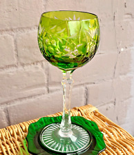 Chartreuse Hock Wine Beyer BEZ1 Wine Glass Vintage Cut To Clear Blown Glass picture