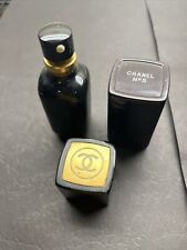 antique chanel no 5 perfume 50% Full Very Old Original, Metal Case, Dark Bottle picture