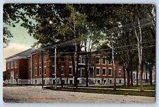 Waterloo New York Postcard High School Building Street Scene Trees 1908 Vintage picture