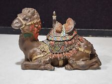 Antique Heavy Metal Cold Painted Sitting Camel Inkwell Figural NO LINER picture