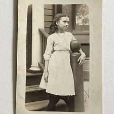 Antique RPPC Real Photograph Postcard Adorable Little Girl Staring Into Distance picture