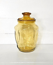 Vtg Amber LE Smith Glass Canister Jar / Apothecary Storage Jar picture
