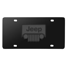 Jeep Grill 3D Dark Gray Logo on Black Stainless Steel License Plate picture