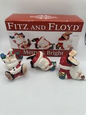 Fitz and Floyd Merry & Bright Holiday Santa 3 Tumblers picture