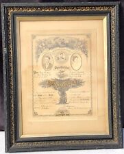 Antique 1872 Marriage Certificate in a Gesso Frame - Cooperstown, NY picture