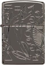 Zippo Wicca Design Armor Deep Carved 49689 Black Ice picture