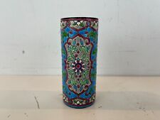 Vintage Possibly Antique Longwy Hand Painted Ceramic Vase w/ Floral Decorations picture