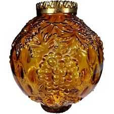 Vintage Large Amber Gold Parlor Lamp Shade Globe Embossed Pressed Glass Grapes picture