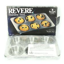 Vintage Revere Ware 2516 Stainless Steel 6 Cup Muffin Cupcake Pan 11