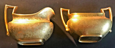 Vintage 1930s Pickard Art Deco Embossed Gold Sugar and Creamer SIGNED OSBORNE picture