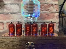 Nixie Clock IN-14 Retro Steampunk. Z573M Nixie Tubes With Amperex 3-500, 10 RGBs picture