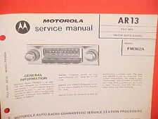 1972 MOTOROLA CAR AUTO PUSHBUTTON AM-FM RADIO SERVICE SHOP MANUAL MODEL FM362A picture