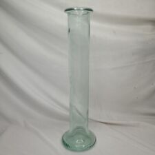 Vintage SVE Glass Cylinder Shaped Blueish Hugh Vase Made In Italy 22.5” Tall picture