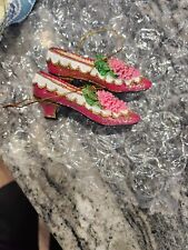 Victorian Highheel  Shoes Christmas Ordiments Pink With Flowers On Toes picture