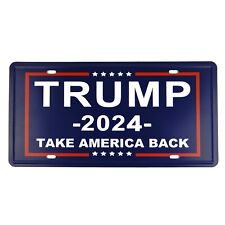 Trump 2024 Take America Back Red White & Blue Tin Metal License Plate Embossed picture
