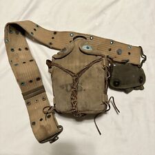 WWII WW1 US Army Cavalry Mounted Canteen Customized Web Gear W/ Belt  picture