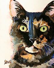 Tortie Cat 11x14 signed art PRINT from painting RJK    picture