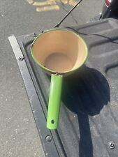 Vintage Peach And Green Enamel Small Saucepan picture