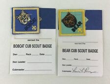 Bear and Bobcat Badges Boy Cub Scouts of America Patch Rank 2pc Lot Vintage  picture