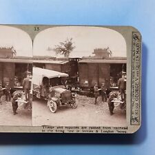 WW1 Stereoview 3D C1916 Real Photo Solid Tyre Truck At Supply Railhead France picture