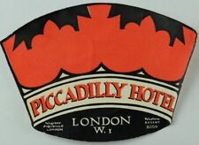 1940's-50's Piccadilly Hotel London, UK Baggage Label Original E17 picture