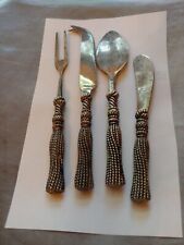 Rare Find Silea Tassel Rope Pattern Cheese Flatware 4 Pieces Needs cleaning Nice picture