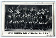 1908 Swiss Military Band of Milwaukee Wisconsin WI Antique USA WW1 Postcard picture