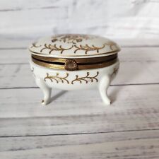 Isco Porcelain Gold Floral Dresser Trinket Box picture