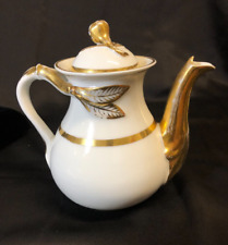 Antique Old Paris Porcelain Acorn & Branches Tea Coffee Pot Gold Trim picture