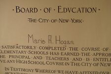 1924 City of New York Board of Education Elementary School Diploma 17”x14” picture