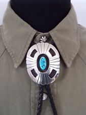 Nolan Howard Navajo NATIVE AMERICAN Turquoise & Sterling Silver Bolo Tie 51g NH picture