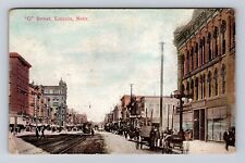 Lincoln NE-Nebraska, O Street View, Advertisement, Vintage c1912 Postcard picture