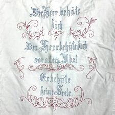 Antique Victorian Embroidery on White Linen Pillow Cover Lord Protect in German picture